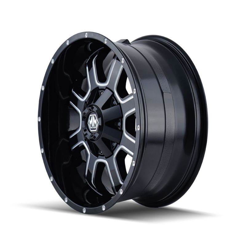 Mayhem 8103 Fierce 20x9 / 8x165.1 BP / 18mm Offset / 130.8mm Hub Black w/ Milled Spokes Wheel