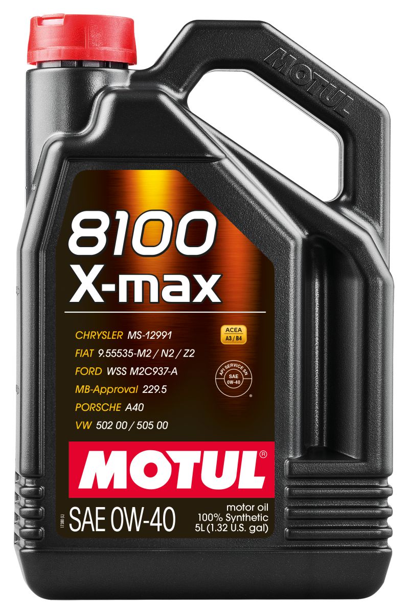Motul 5L Synthetic Engine Oil 8100 0W40 X-MAX - Porsche A40 - Case of 4