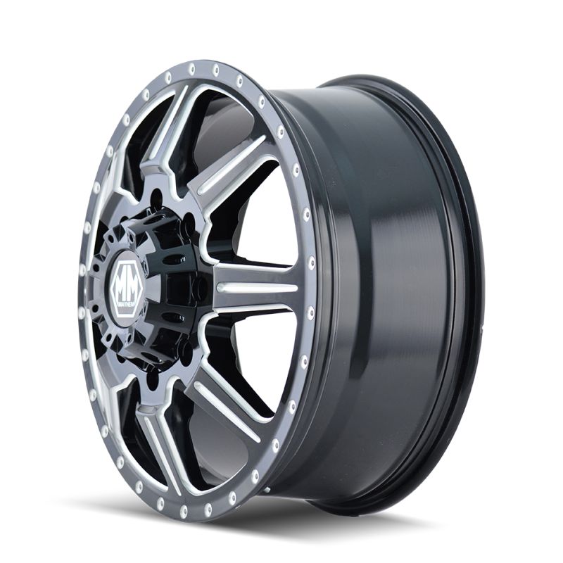 Mayhem 8101 Monstir 20x8.25 / 8x170 BP / 127mm Offset / 124.9mm Hub Front Black/Milled Spokes Wheel