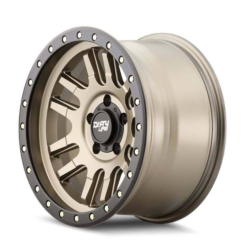 Dirty Life 9309 Canyon Pro 17x9/6x139.7 BP/0mm Offset/106mm Hub Satin Gold Wheel - Beadlock