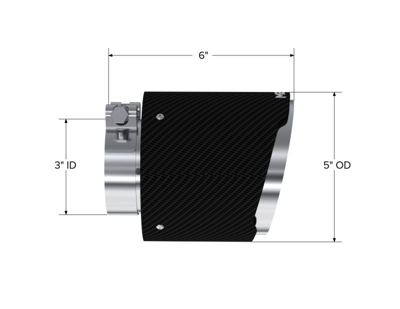 MBRP Universal Carbon Fiber Tip, 3in. ID./5in. OD./ 6.13in L. Angle Cut Dual Wall