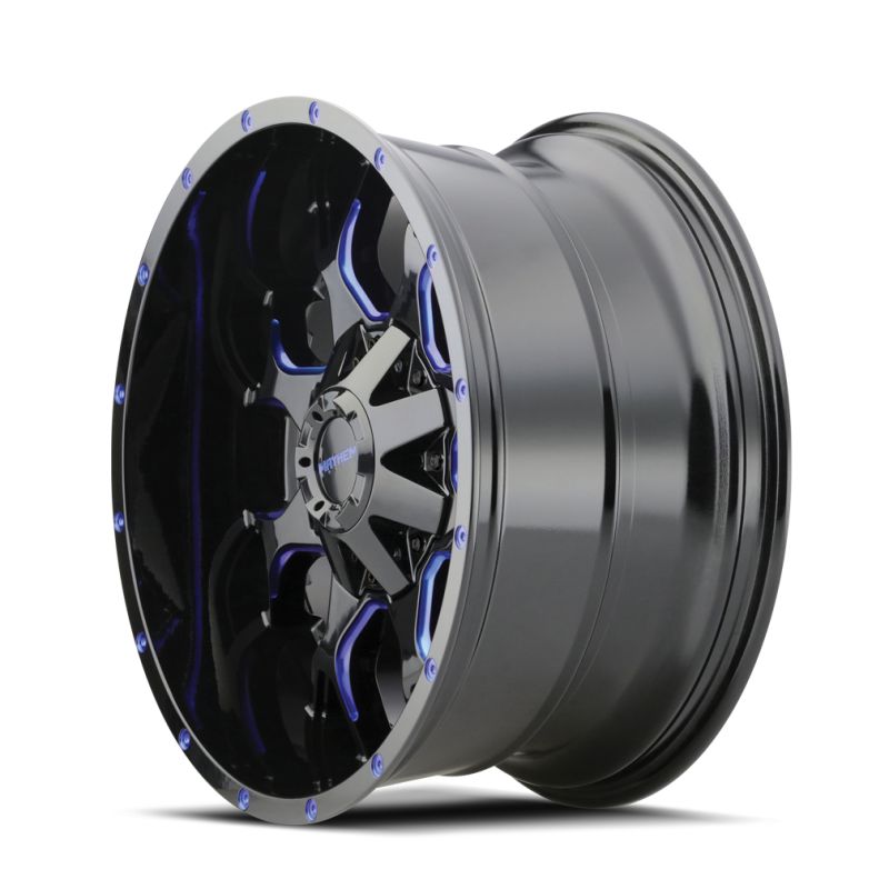 Mayhem 8015 Warrior 18x9 / 5x127 BP / 18mm Offset / 87mm Hub Black w/ Prism Blue Wheel