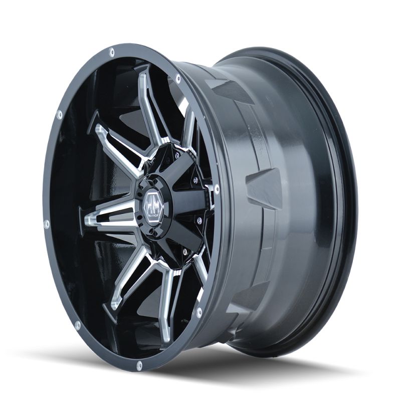 Mayhem 8090 Rampage 18x9 / 6x135 BP / 18mm Offset / 106mm Hub Black w/ Milled Spokes Wheel