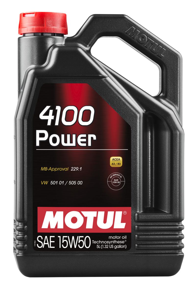 Motul 5L Engine Oil 4100 POWER 15W50 - VW 505 00 501 01 - MB 229.1 - Case of 4