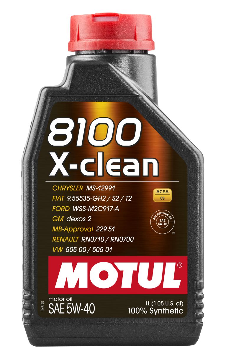 Motul 1L Synthetic Engine Oil 8100 5W40 X-CLEAN C3 -505 01-502 00-505 00-LL04 - Case of 16