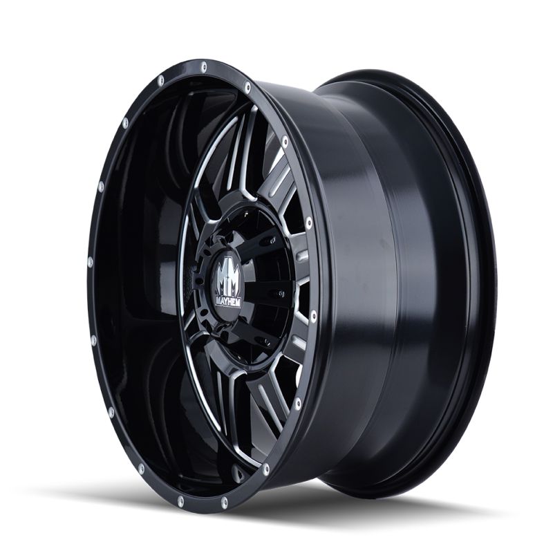 Mayhem 8100 Monstir 17x9 / 8x165.1 BP / -12mm Offset / 130.8mm Hub Black w/ Milled Spokes Wheel