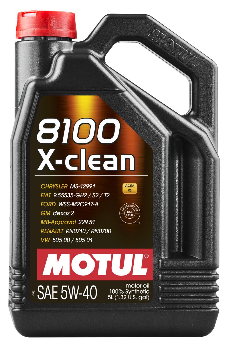 Motul 5L Synthetic Engine Oil 8100 5W40 X-CLEAN C3 -505 01-502 00-505 00-LL04 - Case of 4