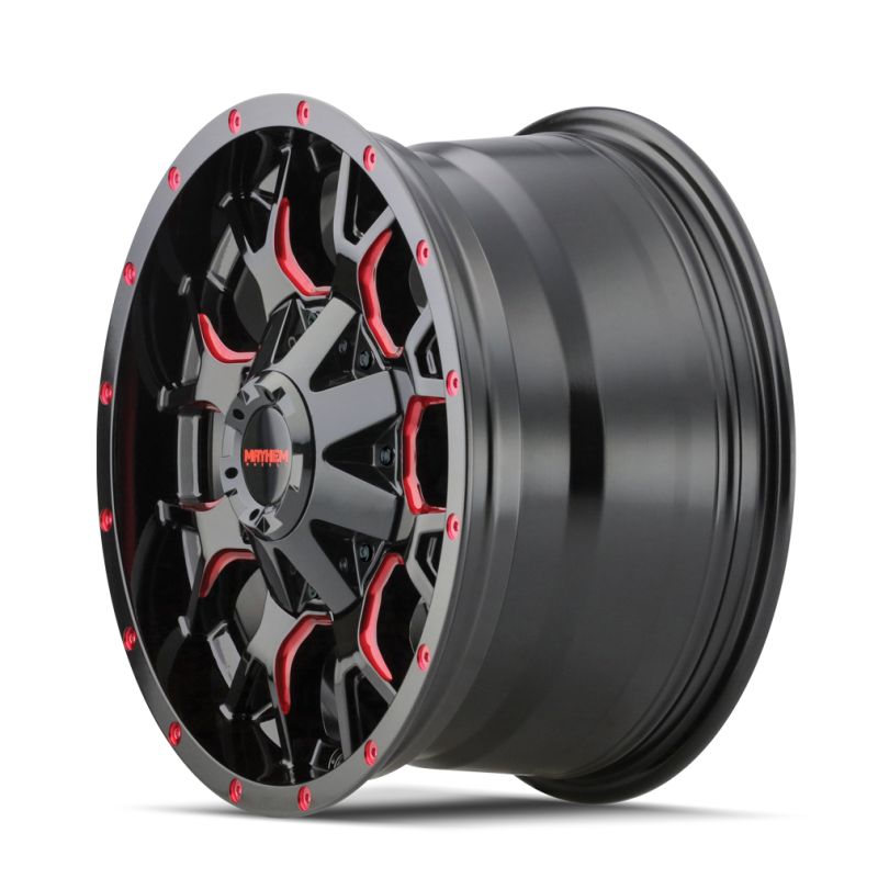 Mayhem 8015 Warrior 18x9 / 5x127 BP / 18mm Offset / 87mm Hub Black w/ Prism Red Wheel