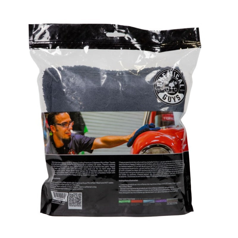 Chemical Guys Ultra Edgeless Microfiber Towel - 16in x 16in - Black - 3 Pack - Case of 16