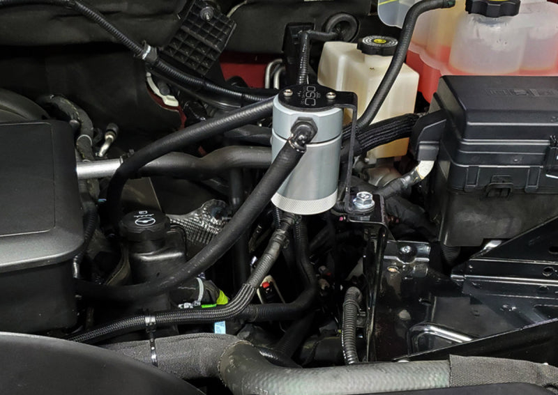 J&L 20-21 Chevy Silverado/GMC Sierra 2500/3500 6.6L Drivers Side Oil Separator 3.0 - Clear Anodized