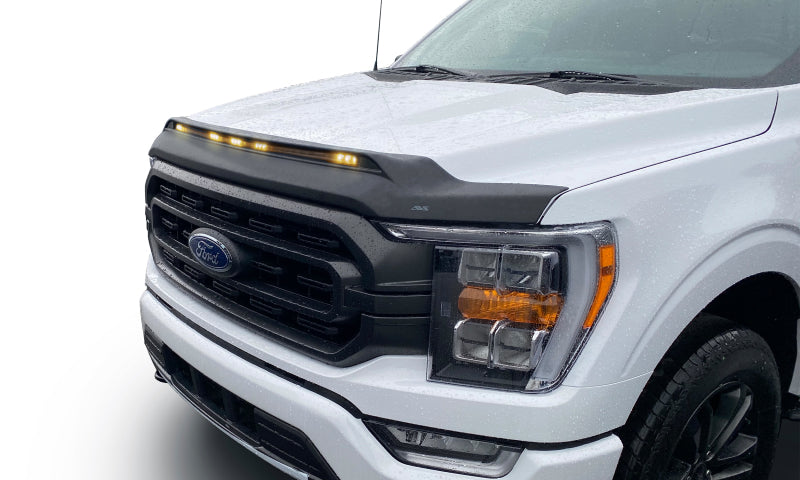 AVS 21-22 Ford F-150 Aeroskin Low Profile Hood Shield w/ Lights - Black